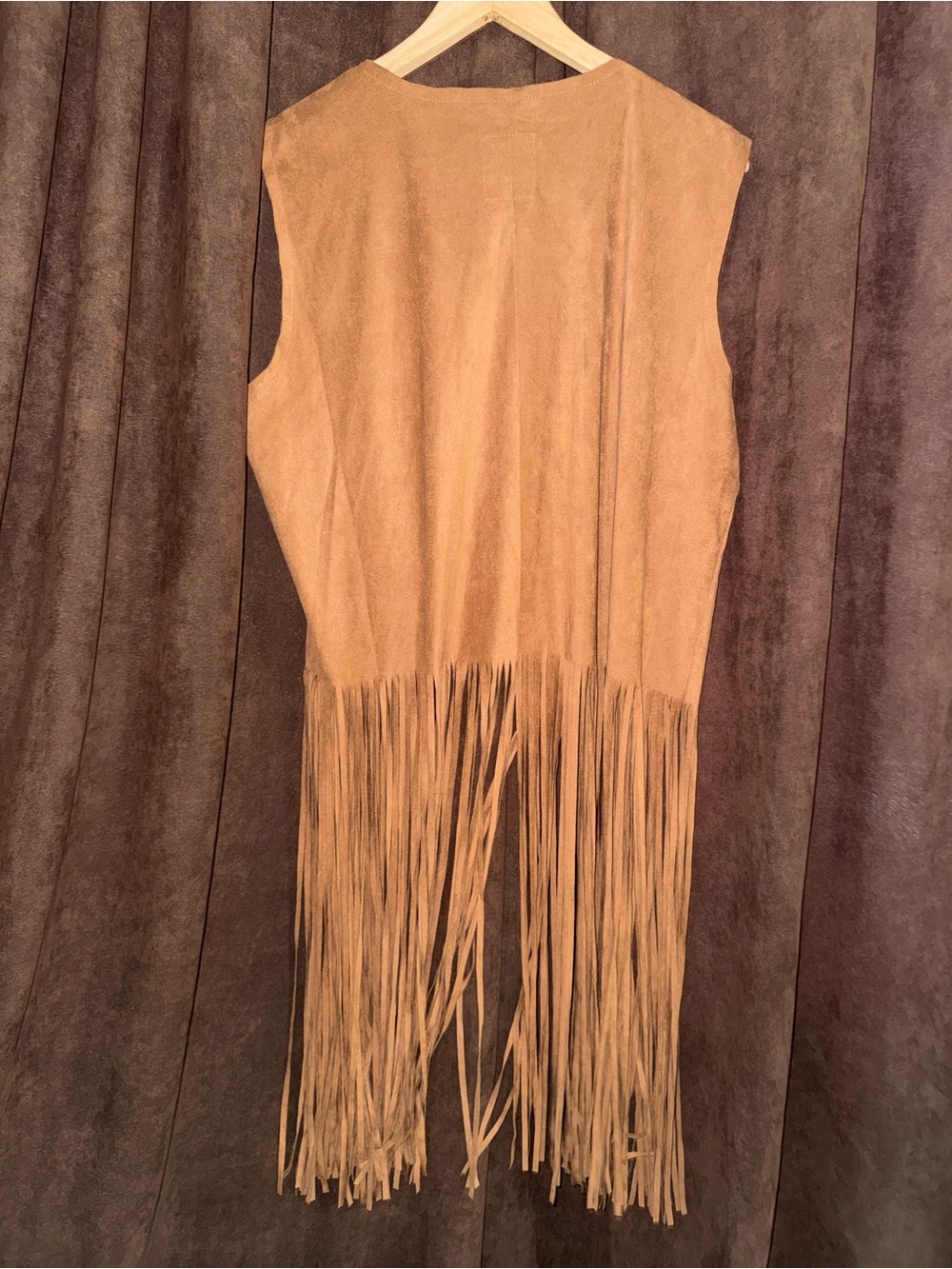 Fringed Suede Embroidered Vest in Light Brown - Picture 4 of 4